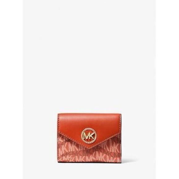 Michael Kors Greenwich Small Animal Print Logo Wallet Orange One Size - Picture 1 of 3